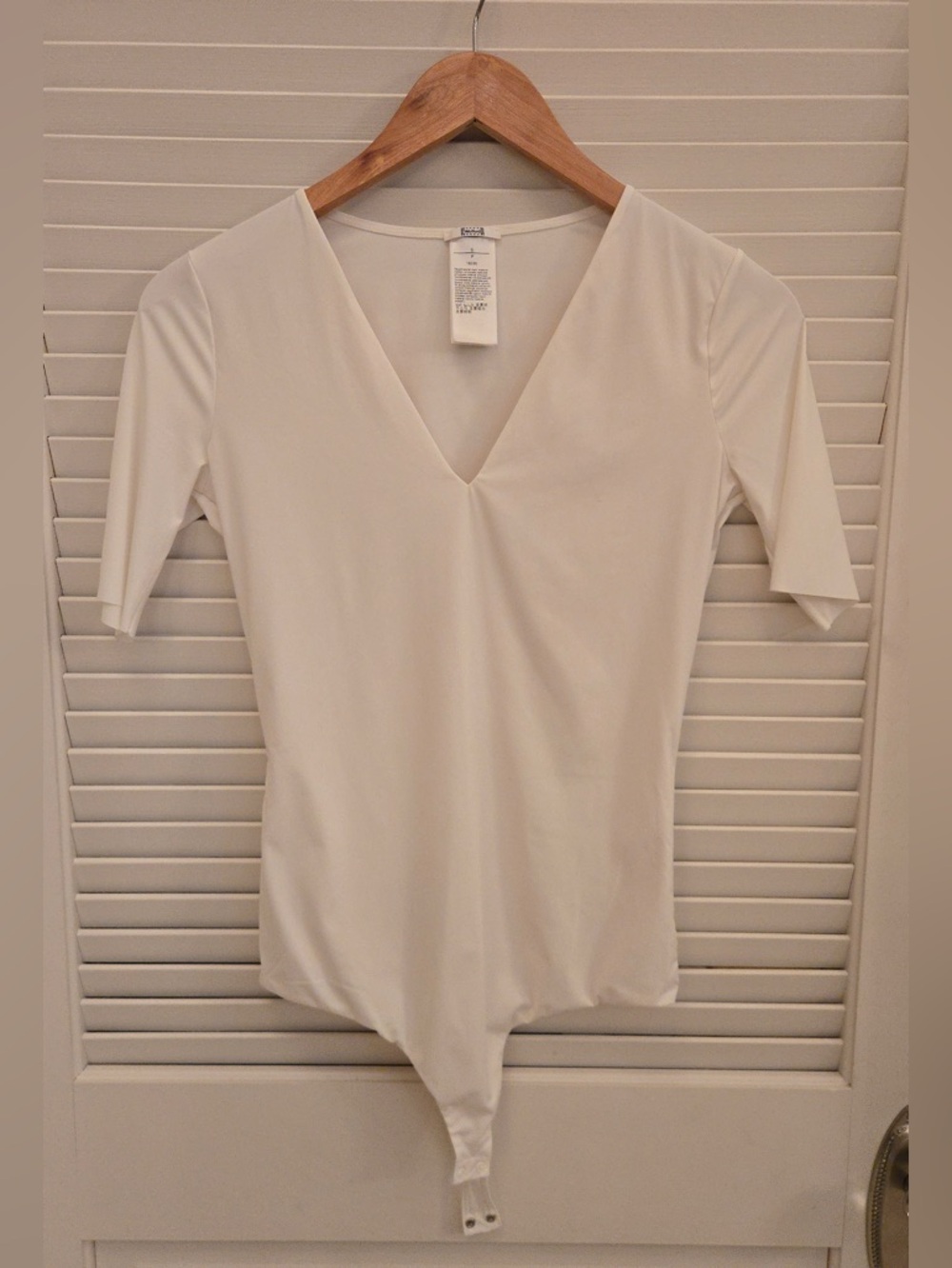 Wolford White V-Neck Short Sleeve Bodysuit
